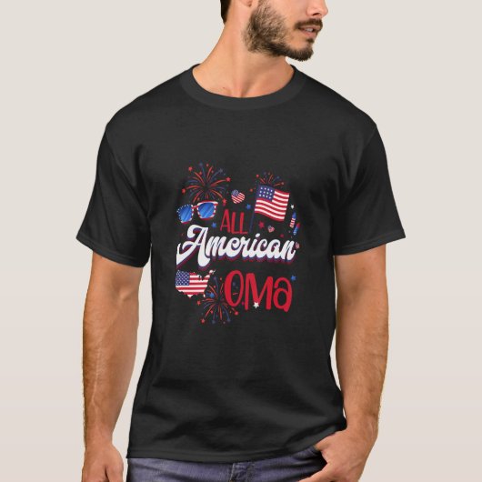 All American Oma Women American Flag 4th of July P T-Shirt (Vorderseite)