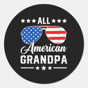 All American Opa 4. Juli Patriotische USA Matte Runder Aufkleber