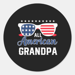 All American Opa 4. Juli USA Sonnenbrille Herren  Runder Aufkleber