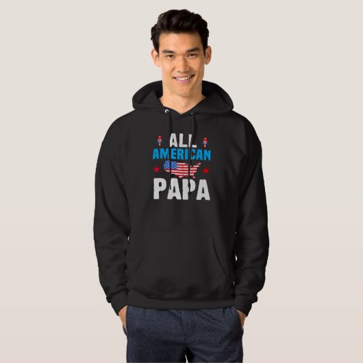 All American Papa 4th of July USA Family Matching Hoodie (Vorne ganz)