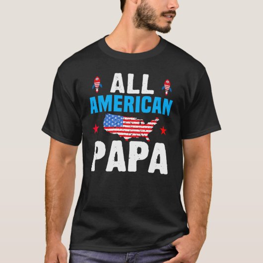 All American Papa 4th of July USA Family Matching T-Shirt (Vorderseite)