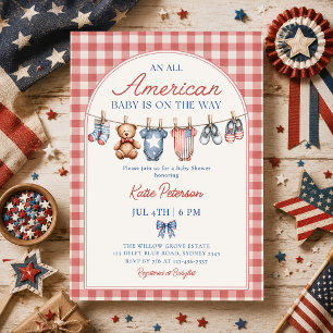 All American Patriotic Clothesline Babyparty Einladung