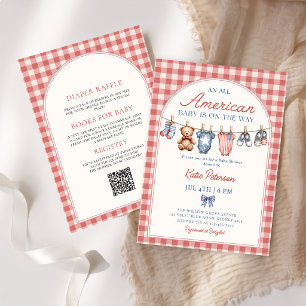 All American Patriotic Clothesline Babyparty Einladung