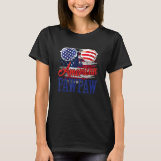 All American Pawpaw Sunglasses US Flag 4th of July T-Shirt