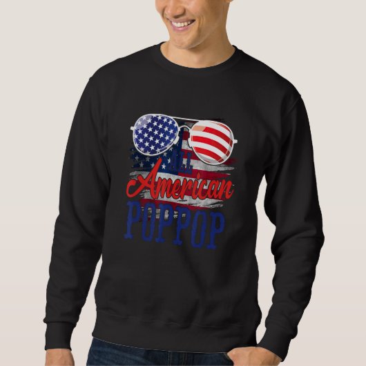 All American PopPop Sunglasses US Flag 4th of July Sweatshirt (Vorderseite)