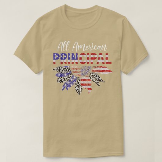 All American Principal Sunflower American Flag 4th T-Shirt (Design vorne)