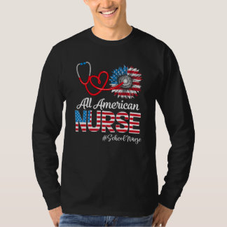 All American School Nurse Nurse Sunflower Patrioti T-Shirt