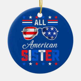 All American Schwester 4. Juli USA Familie Keramik Ornament