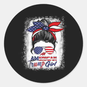 All American Trump Girl 4. Juli Messy Bun Pro Runder Aufkleber