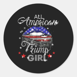 All American Trump Girl Mund Diamant  Runder Aufkleber