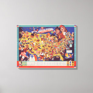 All-American Vintage Football Map Leinwanddruck
