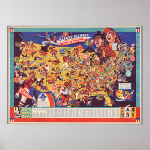 All-American Vintage Football Map Poster
