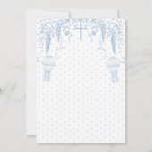 All Blue Toile Boy Baptism Elegante Einladung (Rückseite)