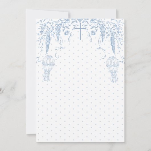 All Blue Toile Boy Baptism Elegante Einladung (Rückseite)