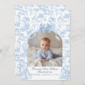 All Blue Toile Safari Animal Baby Boy Dusche Ankündigung (Vorne/Hinten)