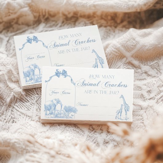 All Blue Toile Safari Animal Baby Boy Dusche Begleitkarte