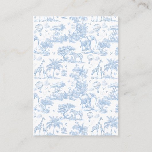 All Blue Toile Safari Animal Baby Boy Dusche Begleitkarte (Rückseite)