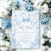 All Blue Toile Safari Animal Baby Boy Dusche Einladung