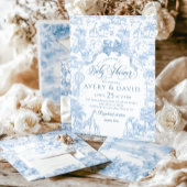 All Blue Toile Safari Animal Baby Boy Dusche Einladung