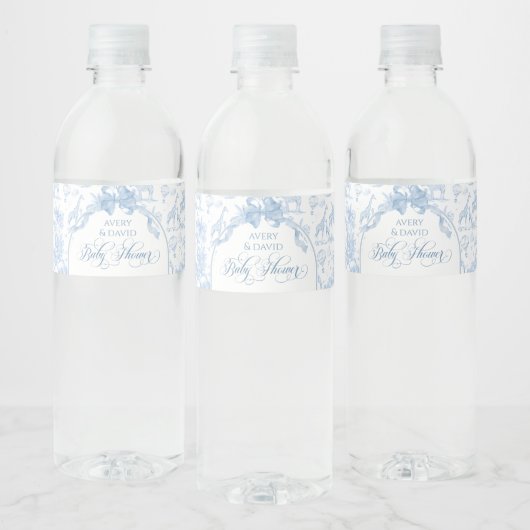 All Blue Toile Safari Animal Baby Boy Dusche Wasserflaschenetikett (Flaschen)