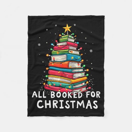 All Booked For Christmas Book Christmas Tree Light Fleecedecke (Vorderseite)