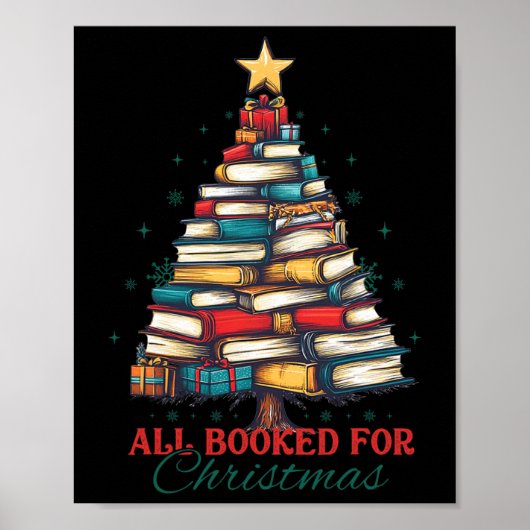 All Booked For Christmas Book Tree Lights Christma Poster (Vorne)