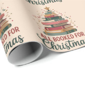 All Booked for Christmas Book Tree Xmas Teacher  Geschenkpapier (Rolleneckpunkt)