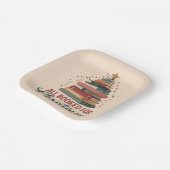 All Booked for Christmas Book Tree Xmas Teacher  Pappteller (Gewinkelt)