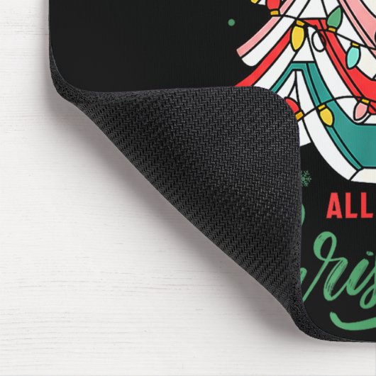 All Booked For Christmas Book Xmas Tree Lights Rea Mousepad (Ecke)