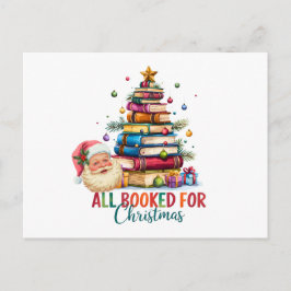 All Booked for Christmas Card | Book Lover Holiday Feiertagspostkarte