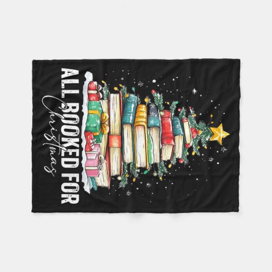 All Booked For Christmas Coquette Books Teacher Xm Fleecedecke (Vorderseite (Horizontal))