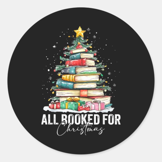 All Booked For Christmas Coquette Books Teacher Xm Runder Aufkleber (Vorderseite)