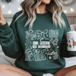 All Booked for Christmas Doodle Grüner Sweatshirt