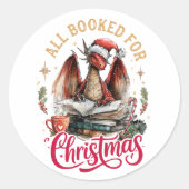 All Booked for Christmas Dragon  Runder Aufkleber (Vorderseite)