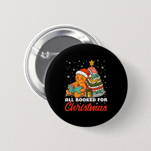 All Booked For Christmas Gingerbread Christmas Tre Button (Vorne & Hinten)