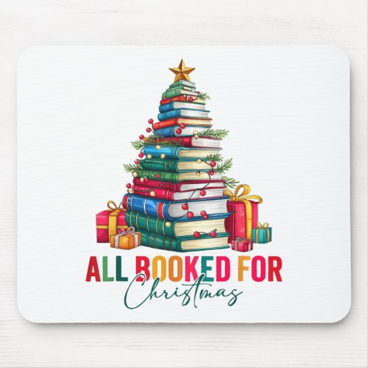 All Booked For Christmas Xmas Tree Teacher Holiday Mousepad (Vorne)