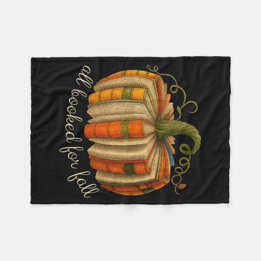 All Booked For Fall Book Pumpkin Reading Halloween Fleecedecke (Vorderseite (Horizontal))