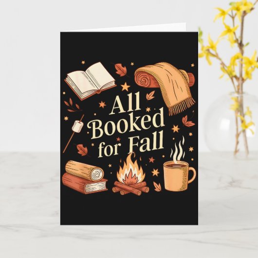 All Booked For Fall Books Coffee Fall Leaves Pumpk Karte (Gelbe Blume)