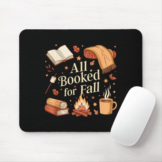 All Booked For Fall Books Coffee Fall Leaves Pumpk Mousepad (Mit Mouse)