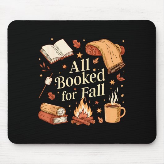 All Booked For Fall Books Coffee Fall Leaves Pumpk Mousepad (Vorne)