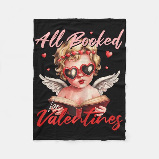 All Booked For Valentines Cupid Reading Lover Libr Fleecedecke (Vorderseite)