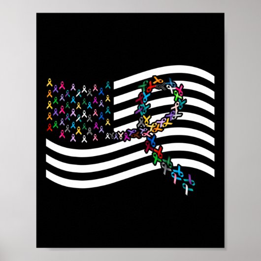 All Cancer Problem Us Flag All Ribbons World Cance Poster (Vorne)