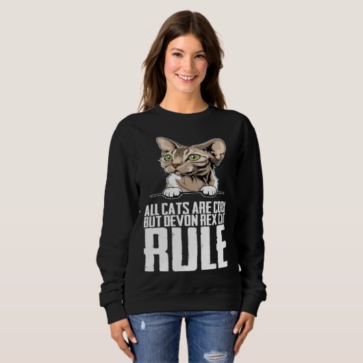All cats are cool but devon rex cat rule sweatshirt (Vorne ganz)
