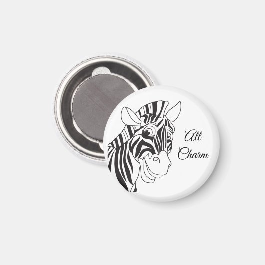 "All Charm" Lebhafter Zebra Black & White Trendy Magnet (Vorderseite/Rückseite)