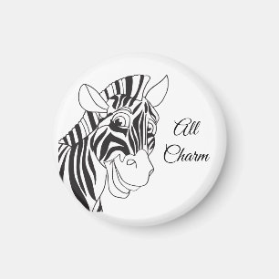 "All Charm" Lebhafter Zebra Black & White Trendy Magnet