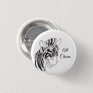 "All Charm" Lieblicher Zebra Black & White Trendy Button