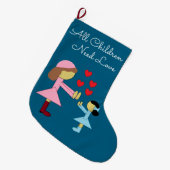 All Children Need Love: Deep Sea Blue Großer Weihnachtsstrumpf (Vorderansicht (hängend))