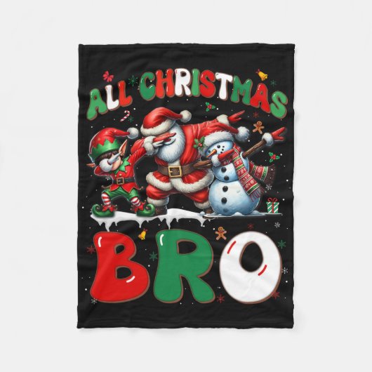 All Christmas Bro Xmas Santa Elf Snowman Dabbing M Fleecedecke (Vorderseite)