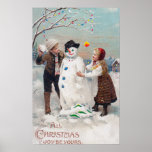 All Christmas Joy Be Yours Poster<br><div class="desc">All Christmas Joy Be Yours Kids Making Snowman Scene -   was created in 1910.</div>