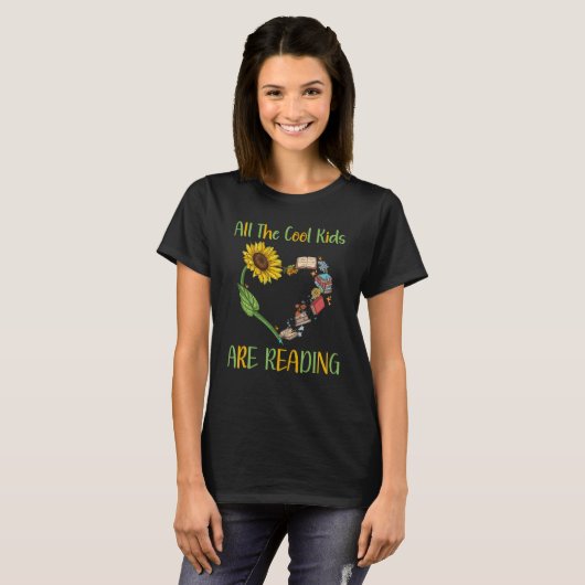 All Cool Kids Are Reading Book Nerd Reading Teache T-Shirt (Vorne ganz)